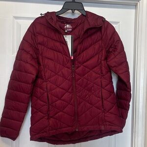 Zero Exposure Women's Lightweight Quilted Puffer Burgundy Jacket Medium New